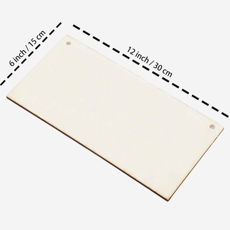 JANOU 3pcs Unfinished Wood Sign Blank Rectangle Hanging Wooden Plaque DIY Craft Project Wood Sign with Rope Door Wall Art Decorative, 6x12'' - Image 3